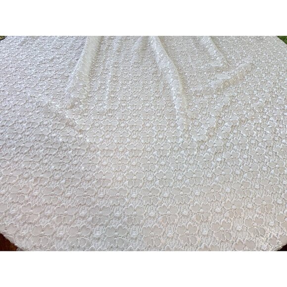 Vintage 70s pleated curtain, off-white floral laced mesh, oversized, for 1 panel - Picture 5 of 10